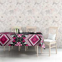 Pink Taniko Motif Aotearoa Manaia and Silver Fern Tablecloth LT03 - Polynesian Pride