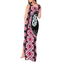 Pink Taniko Motif Aotearoa Manaia and Silver Fern Tank Maxi Dress LT03 - Polynesian Pride