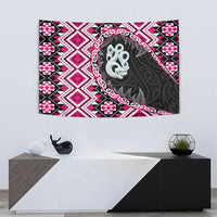 Pink Taniko Motif Aotearoa Manaia and Silver Fern Tapestry