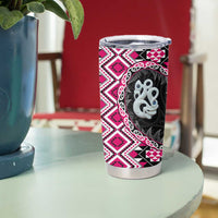 Pink Taniko Motif Aotearoa Manaia and Silver Fern Tumbler Cup LT03 - Polynesian Pride