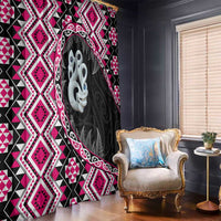Pink Taniko Motif Aotearoa Manaia and Silver Fern Window Curtain LT03 - Polynesian Pride