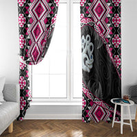 Pink Taniko Motif Aotearoa Manaia and Silver Fern Window Curtain LT03 - Polynesian Pride