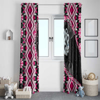 Pink Taniko Motif Aotearoa Manaia and Silver Fern Window Curtain LT03 - Polynesian Pride