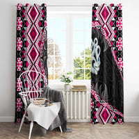 Pink Taniko Motif Aotearoa Manaia and Silver Fern Window Curtain LT03 - Polynesian Pride