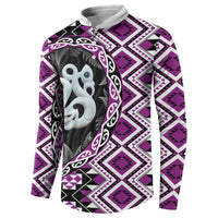 Purple Taniko Motif Aotearoa Manaia and Silver Fern Button Sweatshirt LT03 - Polynesian Pride