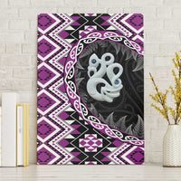 Purple Taniko Motif Aotearoa Manaia and Silver Fern Canvas Wall Art LT03 Without Frame Purple - Polynesian Pride