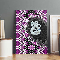 Purple Taniko Motif Aotearoa Manaia and Silver Fern Canvas Wall Art LT03 - Polynesian Pride