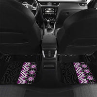 Purple Taniko Motif Aotearoa Manaia and Silver Fern Car Mats LT03 Set 2pcs - Back Purple - Polynesian Pride