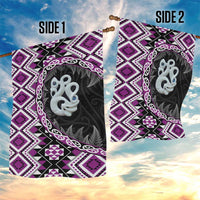 Purple Taniko Motif Aotearoa Manaia and Silver Fern Garden Flag LT03 - Polynesian Pride