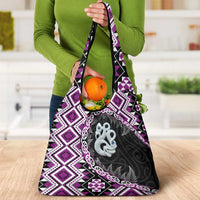 Purple Taniko Motif Aotearoa Manaia and Silver Fern Grocery Bag LT03 - Polynesian Pride