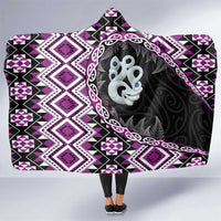 Purple Taniko Motif Aotearoa Manaia and Silver Fern Hooded Blanket LT03 One Size Purple - Polynesian Pride