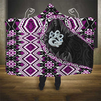 Purple Taniko Motif Aotearoa Manaia and Silver Fern Hooded Blanket LT03 - Polynesian Pride