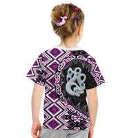 Purple Taniko Motif Aotearoa Manaia and Silver Fern Kid T Shirt