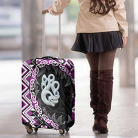 Purple Taniko Motif Aotearoa Manaia and Silver Fern Luggage Cover