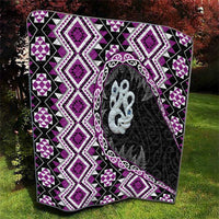 Purple Taniko Motif Aotearoa Manaia and Silver Fern Quilt
