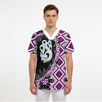 Purple Taniko Motif Aotearoa Manaia and Silver Fern Scrub Top LT03 - Polynesian Pride