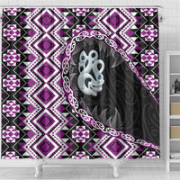 Purple Taniko Motif Aotearoa Manaia and Silver Fern Shower Curtain