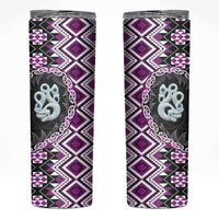 Purple Taniko Motif Aotearoa Manaia and Silver Fern Skinny Tumbler