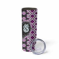 Purple Taniko Motif Aotearoa Manaia and Silver Fern Skinny Tumbler
