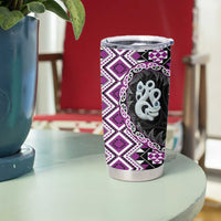 Purple Taniko Motif Aotearoa Manaia and Silver Fern Tumbler Cup LT03 - Polynesian Pride