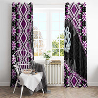 Purple Taniko Motif Aotearoa Manaia and Silver Fern Window Curtain LT03 - Polynesian Pride