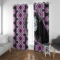 Purple Taniko Motif Aotearoa Manaia and Silver Fern Window Curtain LT03 With Grommets Purple - Polynesian Pride