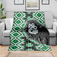 Green Taniko Motif Aotearoa Manaia and Silver Fern Blanket LT03 - Polynesian Pride