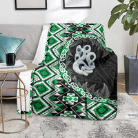 Green Taniko Motif Aotearoa Manaia and Silver Fern Blanket LT03 - Polynesian Pride