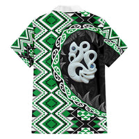 Green Taniko Motif Aotearoa Manaia and Silver Fern Hawaiian Shirt LT03 - Polynesian Pride