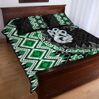 Green Taniko Motif Aotearoa Manaia and Silver Fern Quilt Bed Set LT03 - Polynesian Pride