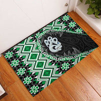 Green Taniko Motif Aotearoa Manaia and Silver Fern Rubber Doormat LT03 - Polynesian Pride