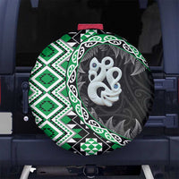 Green Taniko Motif Aotearoa Manaia and Silver Fern Spare Tire Cover