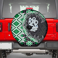 Green Taniko Motif Aotearoa Manaia and Silver Fern Spare Tire Cover