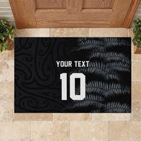 Custom New Zealand Football-Towards World Cup 2026 Rubber Doormat LT03 Black - Polynesian Pride