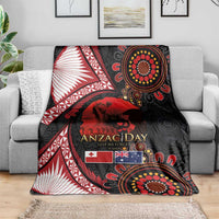 Tonga and Australia ANZAC Day Blanket Aboriginal and Ngatu Art Pattern - Gallipoli Lest We Forget LT03 - Polynesian Pride