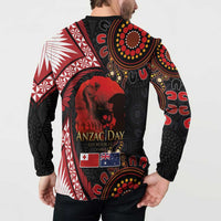 Tonga and Australia ANZAC Day Button Sweatshirt Aboriginal and Ngatu Art Pattern - Gallipoli Lest We Forget LT03 - Polynesian Pride