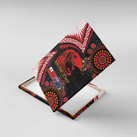 Tonga and Australia ANZAC Day Canvas Wall Art Aboriginal and Ngatu Art Pattern - Gallipoli Lest We Forget LT03 With Frame Black - Polynesian Pride