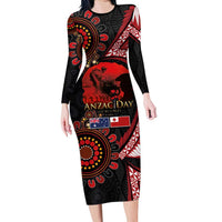 Tonga and Australia ANZAC Day Family Matching Long Sleeve Bodycon Dress and Hawaiian Shirt Aboriginal and Ngatu Art Pattern - Gallipoli Lest We Forget