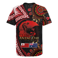 Tonga and Australia ANZAC Day Rugby Jersey Aboriginal and Ngatu Art Pattern - Gallipoli Lest We Forget