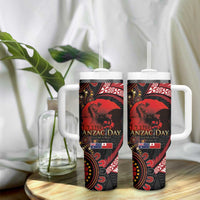Tonga and Australia ANZAC Day Tumbler With Handle Aboriginal and Ngatu Art Pattern - Gallipoli Lest We Forget LT03 - Polynesian Pride