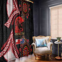 Tonga and Australia ANZAC Day Window Curtain Aboriginal and Ngatu Art Pattern - Gallipoli Lest We Forget LT03 - Polynesian Pride