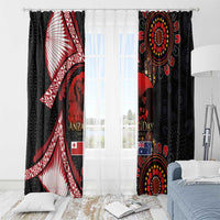 Tonga and Australia ANZAC Day Window Curtain Aboriginal and Ngatu Art Pattern - Gallipoli Lest We Forget LT03 - Polynesian Pride
