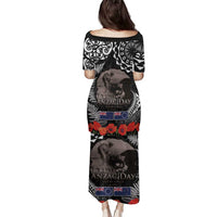 New Zealand and Cook Islands ANZAC Day Family Matching Puletasi and Hawaiian Shirt Gallipoli Lest We Forget Tatau Art Tribal and Maori Tattoo with Fern