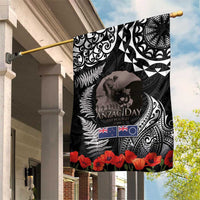 New Zealand and Cook Islands ANZAC Day Garden Flag Gallipoli Lest We Forget Tatau Art Tribal and Maori Tattoo with Fern