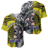 New Zealand and Cook Islands Together Baseball Jersey Tatau Art Tribal Pattern-Maori Tattoo with Fern and Paua Shell