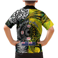 New Zealand and Cook Islands Together Family Matching Mermaid Dress and Hawaiian Shirt Tatau Art Tribal Pattern-Maori Tattoo with Fern and Paua Shell