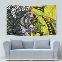 New Zealand and Cook Islands Together Tapestry Tatau Art Tribal Pattern-Maori Tattoo with Fern and Paua Shell