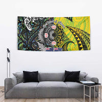 New Zealand and Cook Islands Together Tapestry Tatau Art Tribal Pattern-Maori Tattoo with Fern and Paua Shell