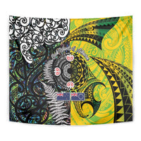 New Zealand and Cook Islands Together Tapestry Tatau Art Tribal Pattern-Maori Tattoo with Fern and Paua Shell