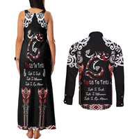 Aotearoa Toitu Te Tiriti-Maori Taniwha Couples Matching Tank Maxi Dress and Long Sleeve Button Shirt Toitu Te Whenua Toitu Te Reo Maori
